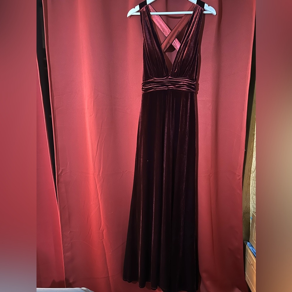 Revelry Burgundy Velvet Wedding Dress